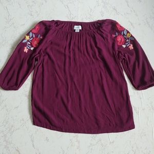 Embroidered boho style girls blouse size lg